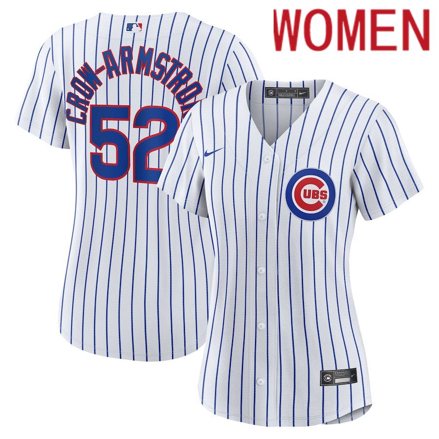 Women Chicago Cubs #52 Pete Crow-Armstrong Nike White Home Replica Player MLB Jersey